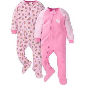 2-Pack Baby & Toddler Girls Leopard Fleece Pajamas