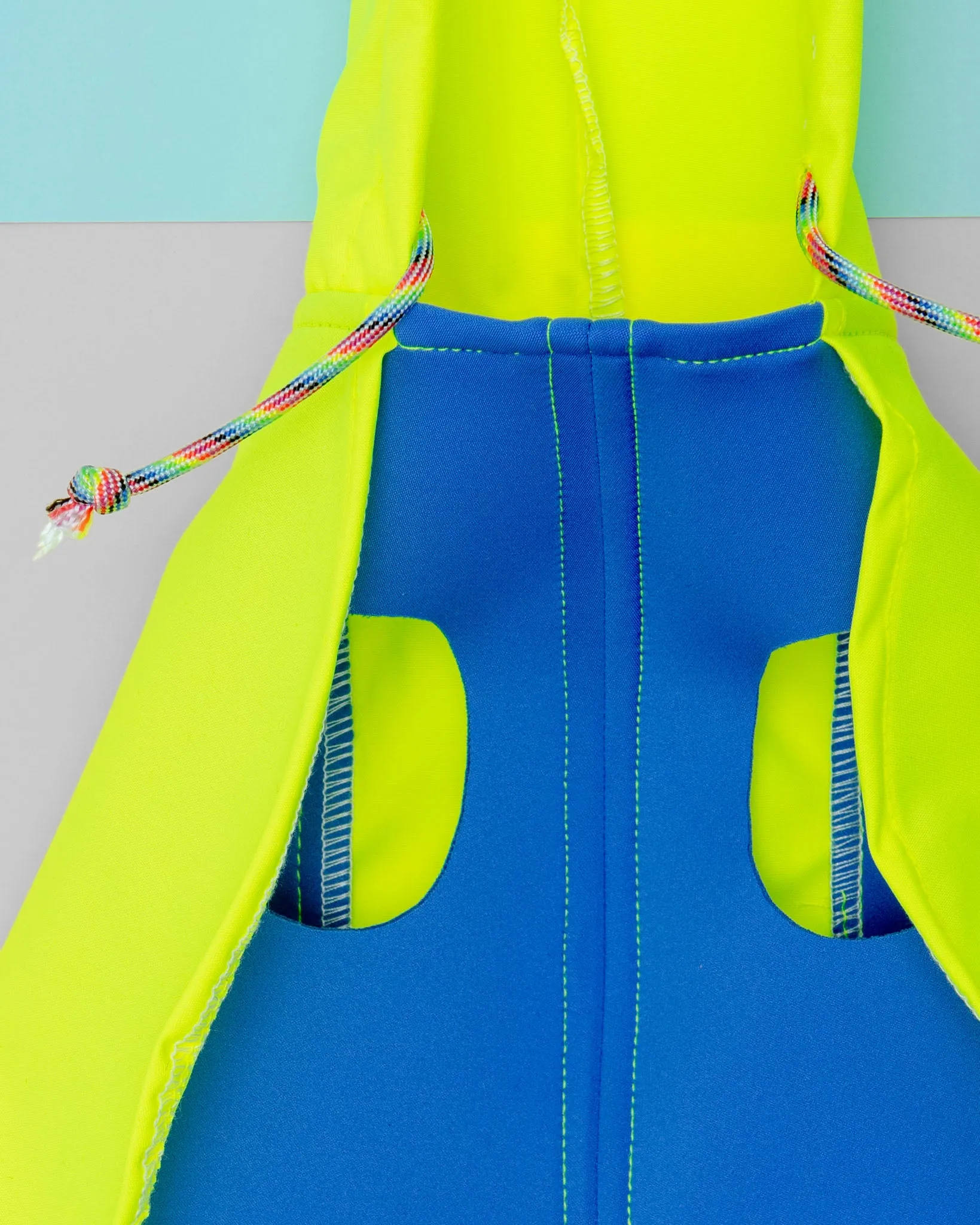 Action Jacket Pull-On Raincoat in Safety Yellow   Blue (Made in NYC)