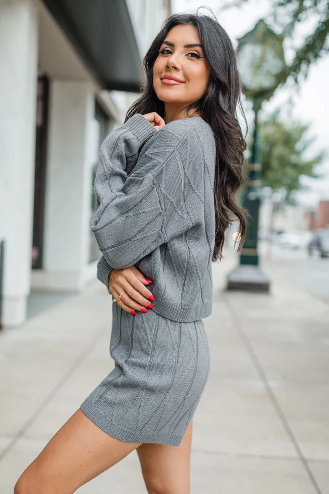 All the Way Home Charcoal Textured Sweater Set SALE