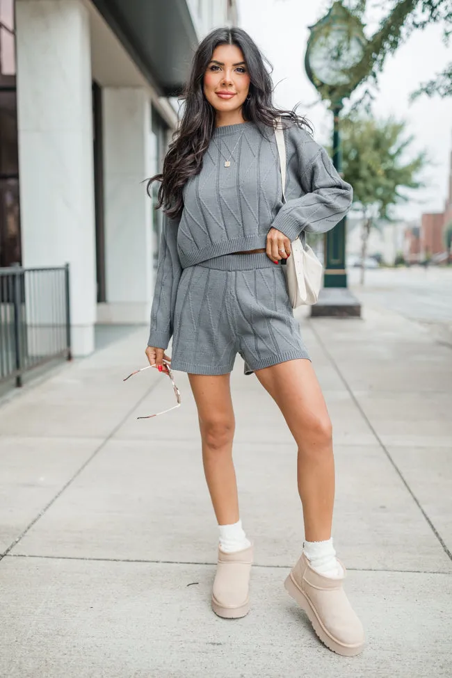 All the Way Home Charcoal Textured Sweater Set SALE