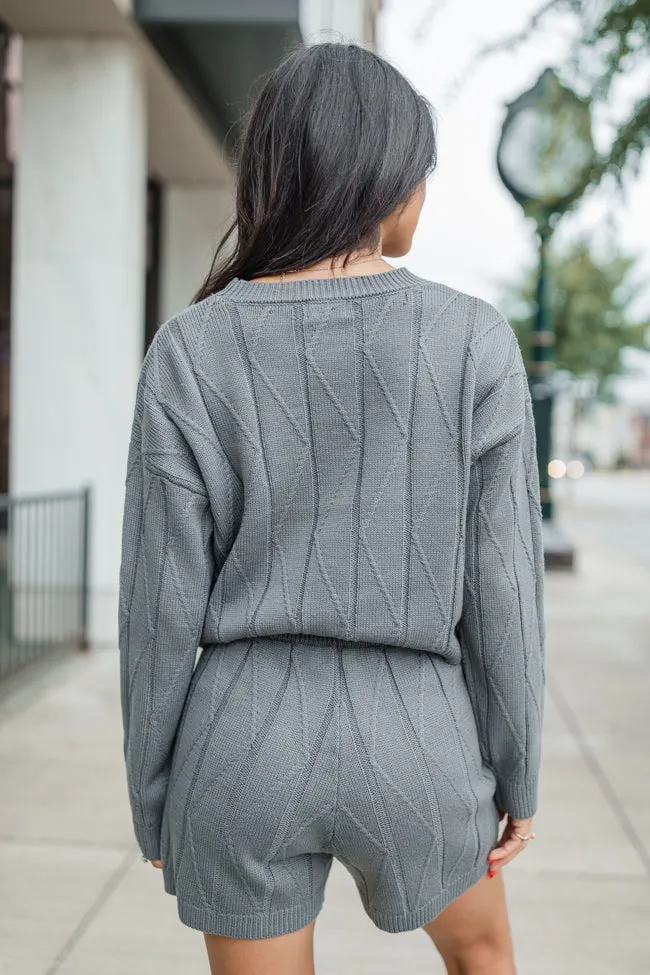 All the Way Home Charcoal Textured Sweater Set SALE