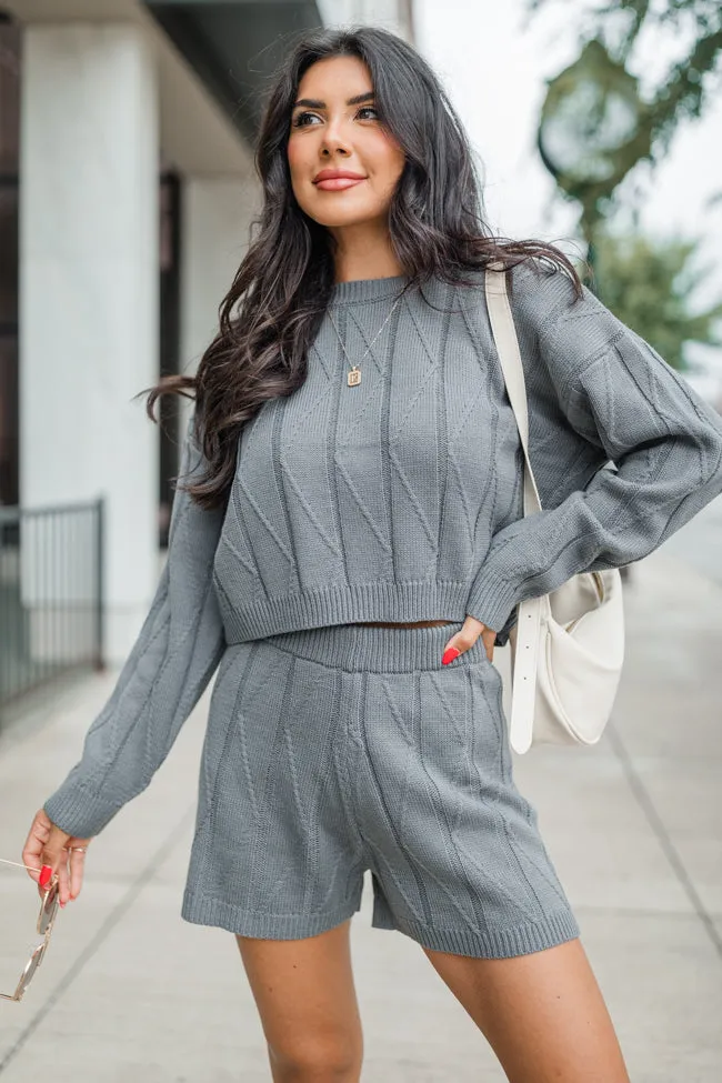 All the Way Home Charcoal Textured Sweater Set SALE