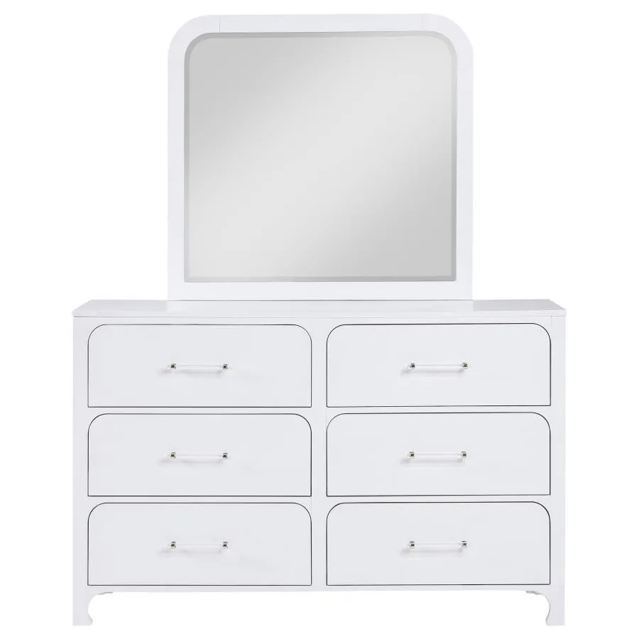 Anastasia - 6-Drawer Dresser With Mirror - Pearl White