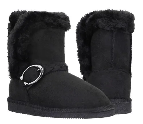 Arctic Paw - Girls Suede Faux Fur Lined Boots (trim-buckle)