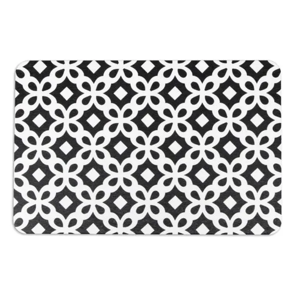 Artsy Mats Black Pattern White Stone Non Slip Bath Mat - Touch Dry