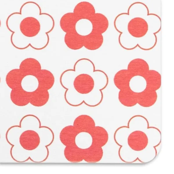 Artsy Mats Red Flower Pattern White Stone Non Slip Bath Mat - Touch Dry