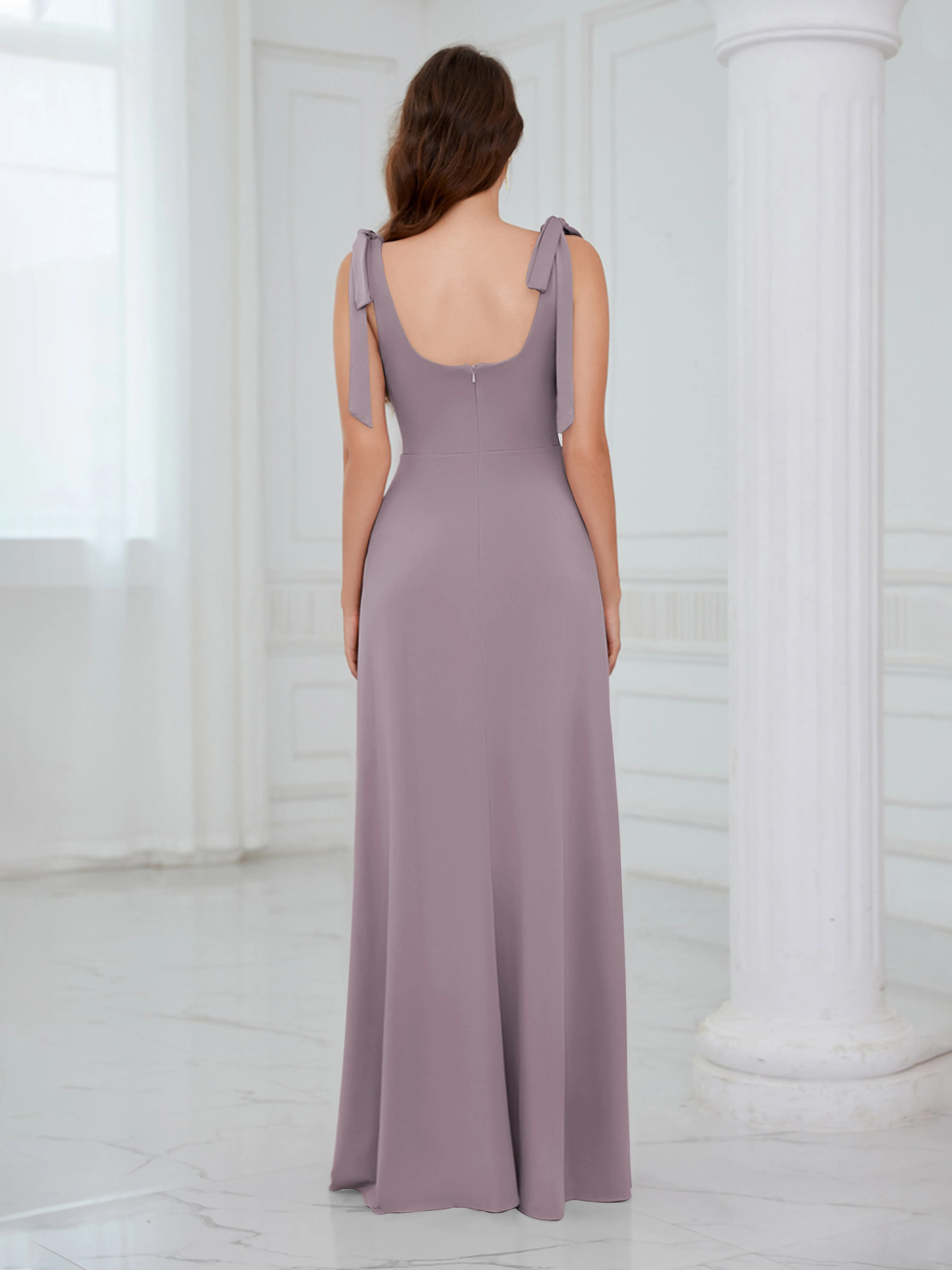 Averie Trendy Square Slit Floor Length Chiffon Bridesmaid Dresses