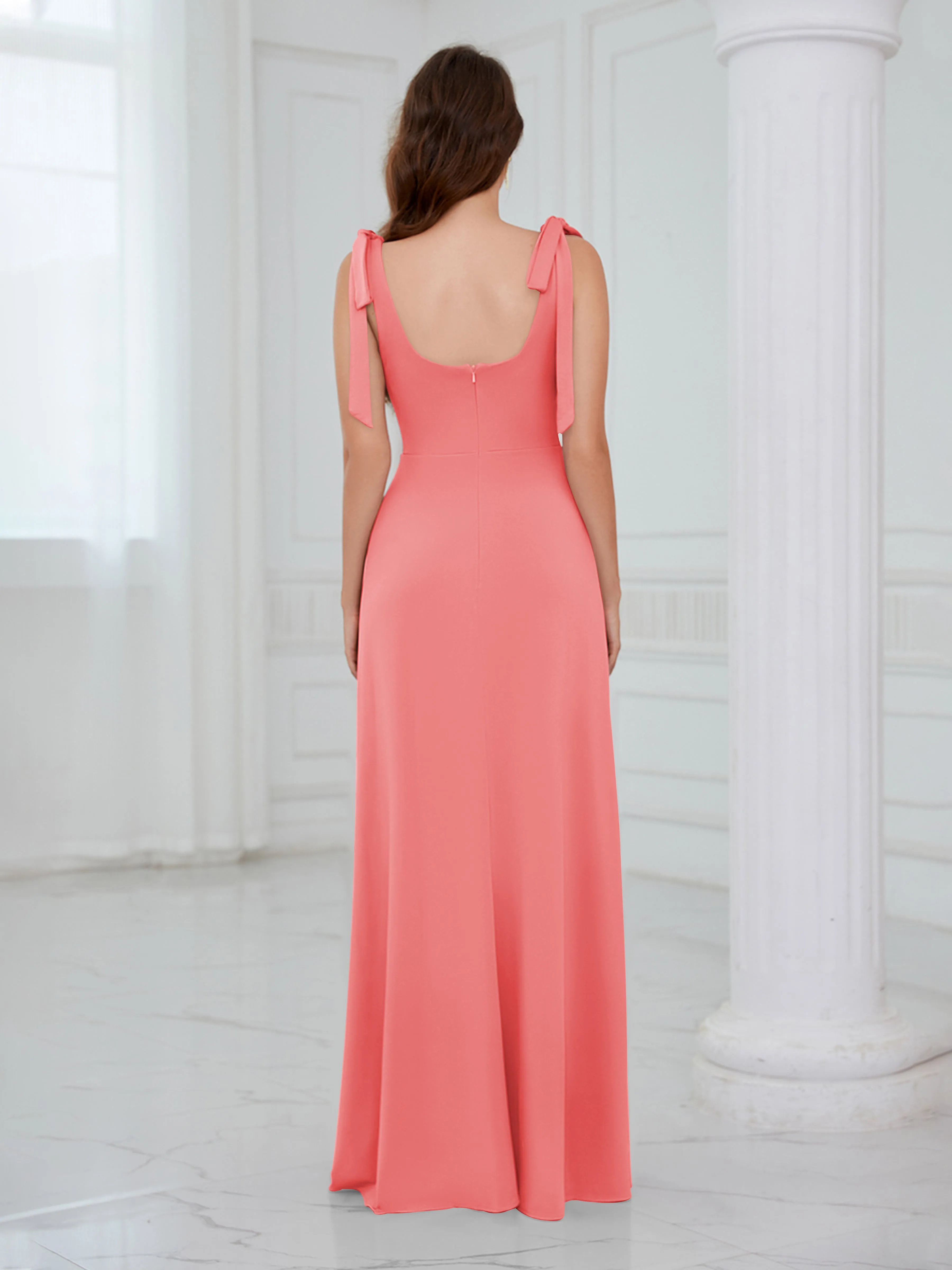 Averie Trendy Square Slit Floor Length Chiffon Bridesmaid Dresses