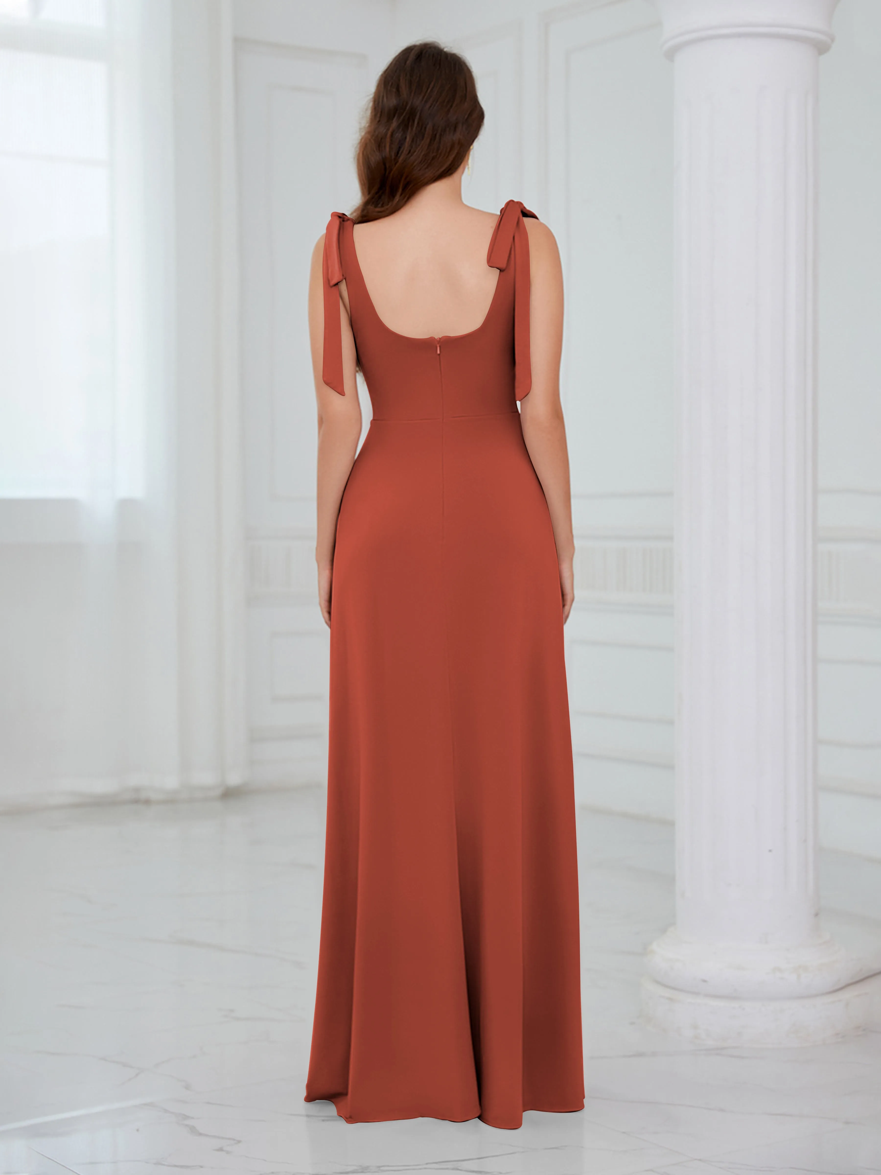 Averie Trendy Square Slit Floor Length Chiffon Bridesmaid Dresses