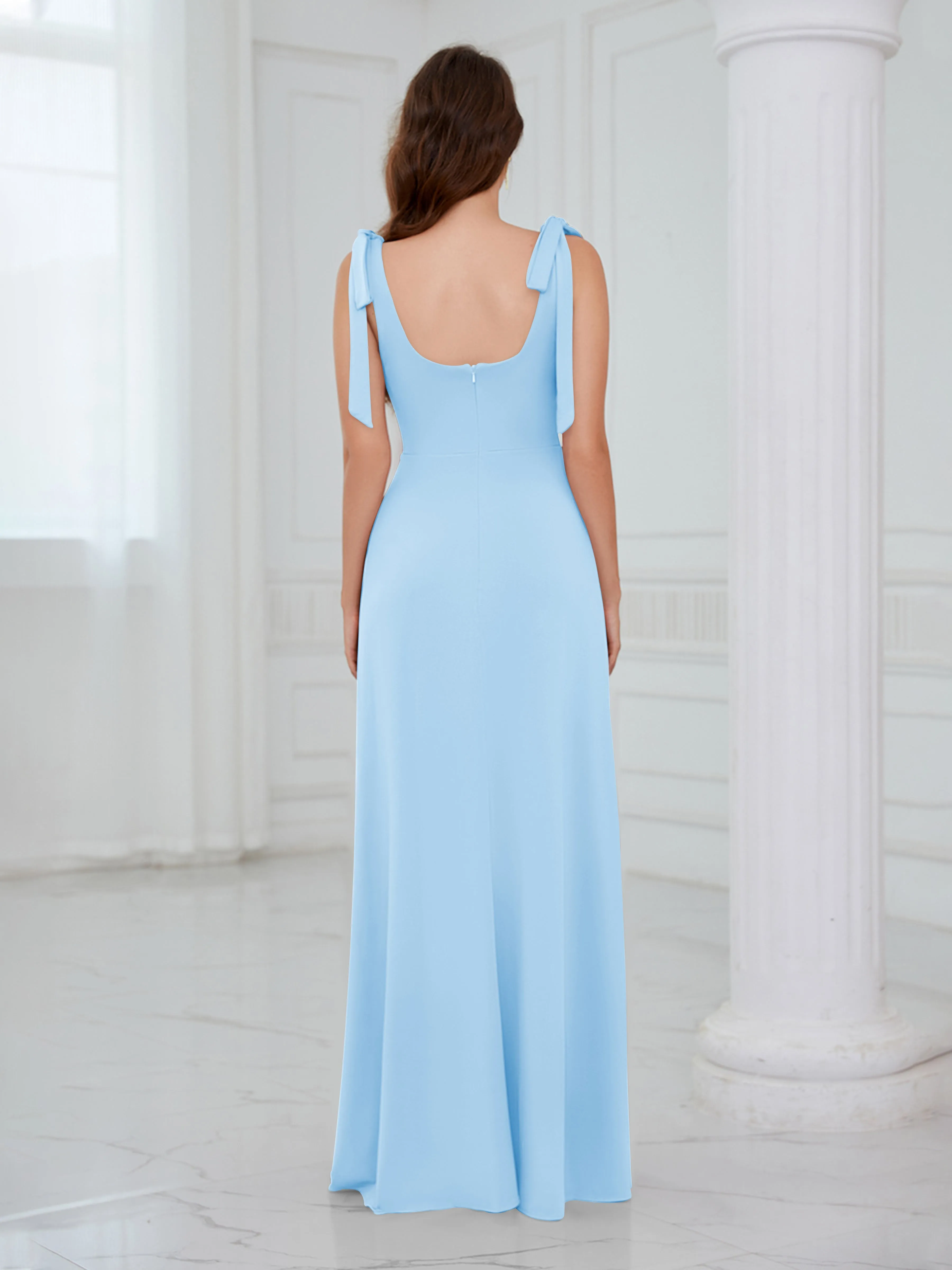 Averie Trendy Square Slit Floor Length Chiffon Bridesmaid Dresses