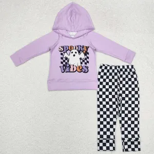 Baby Girls Clothes Halloween Spooky Hooded Top Checked Pants Outfits Sets BLP0792