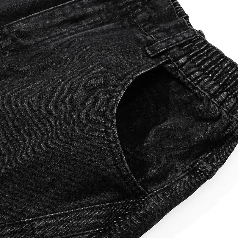 Black Drawstring Gradient Denim Jeans