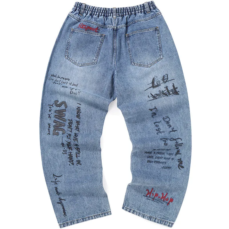 Blue Street Hip Hop Ripped Straight Jeans