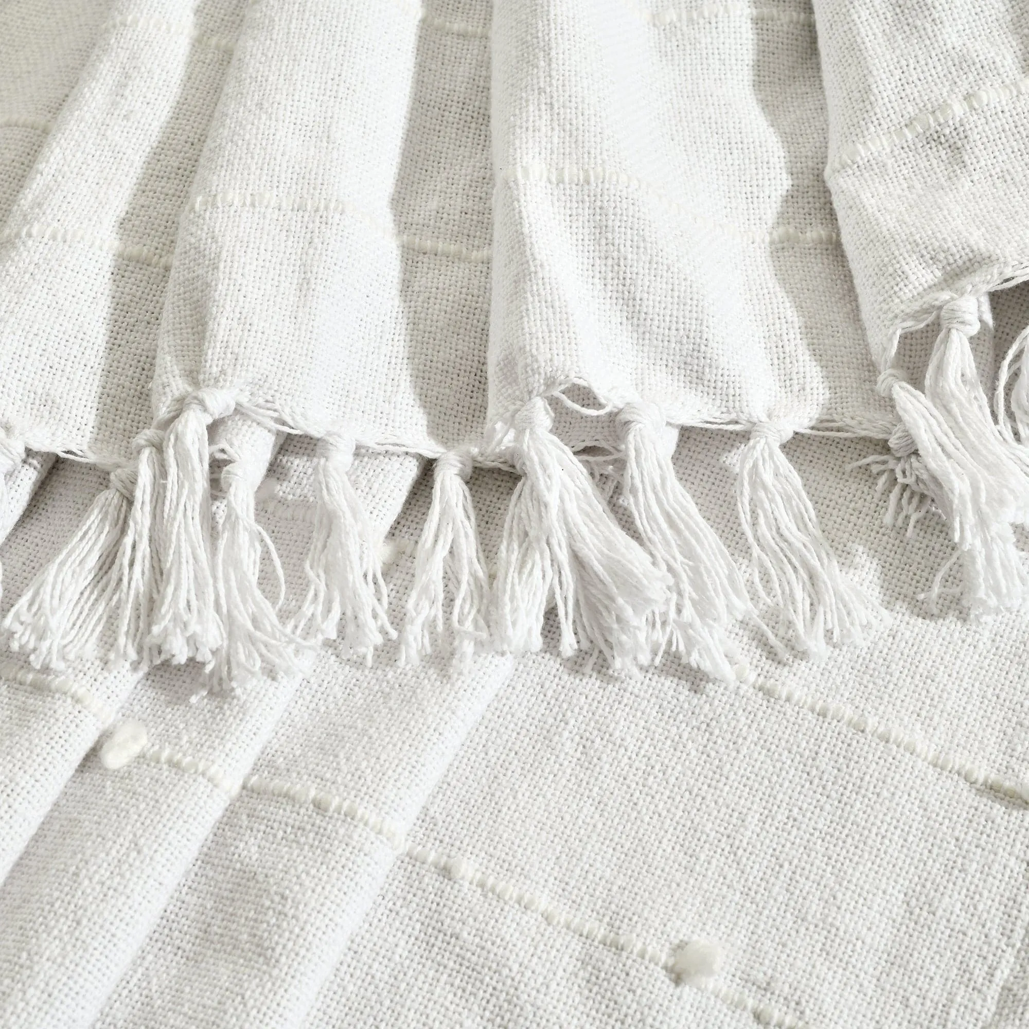 Boho Tufted Cotton Woven Tassel Fringe Throw Blanket