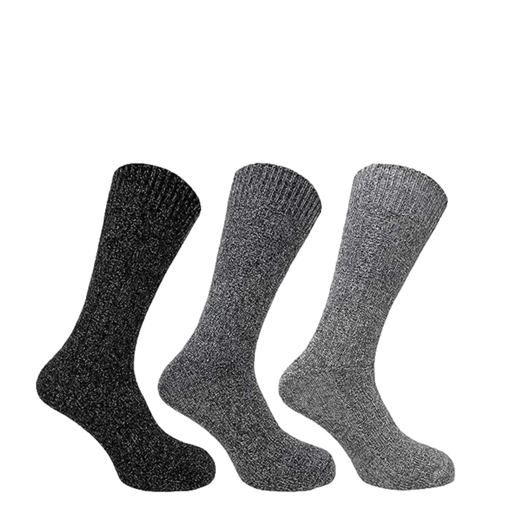 Bramble Mens Wool Blend Socks 3 Pack - Grey Mix