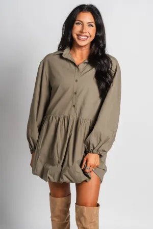 Bubble hem shirt dress olive