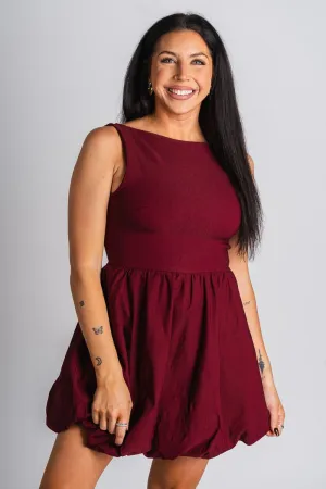 Bubble mini dress burgundy