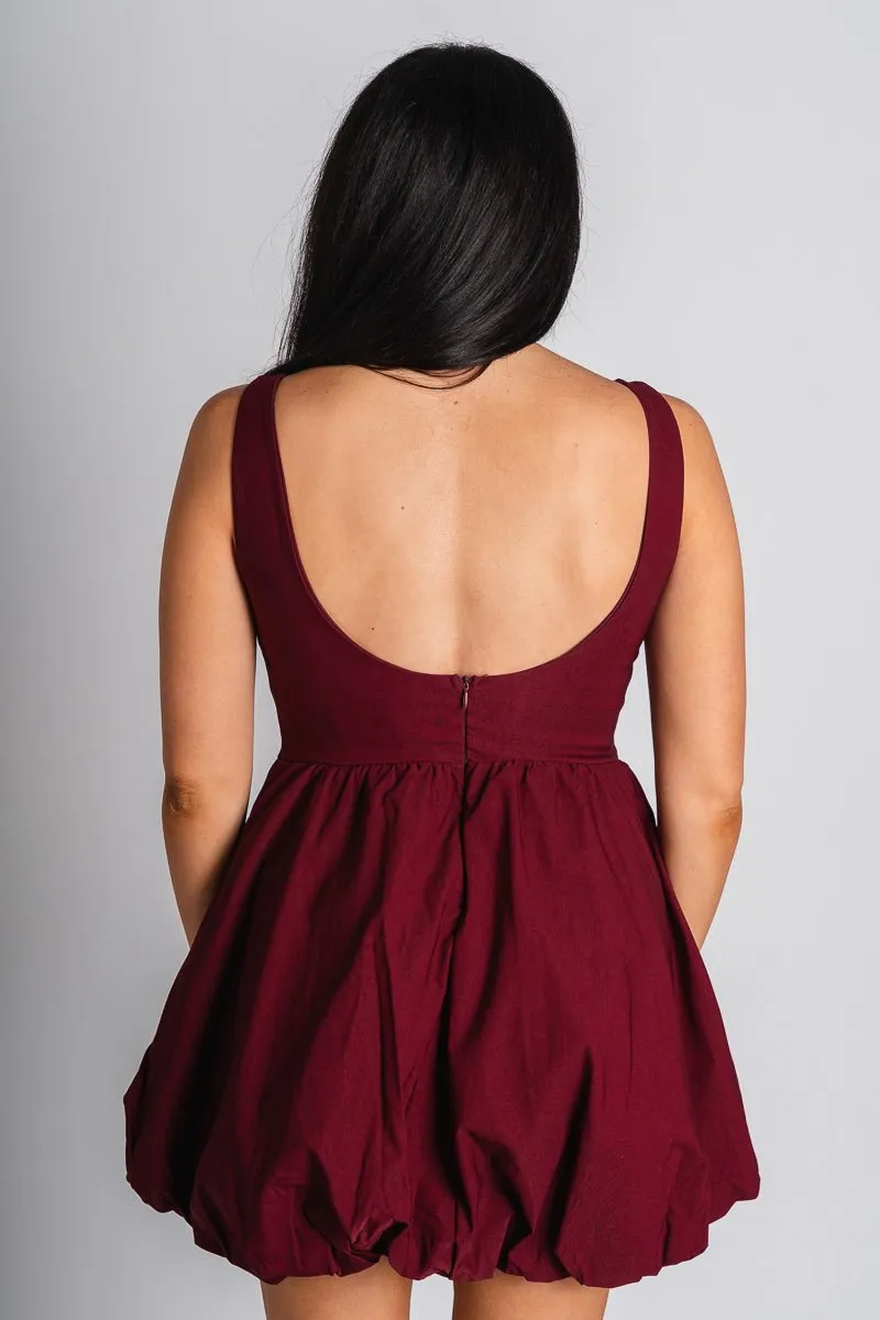 Bubble mini dress burgundy