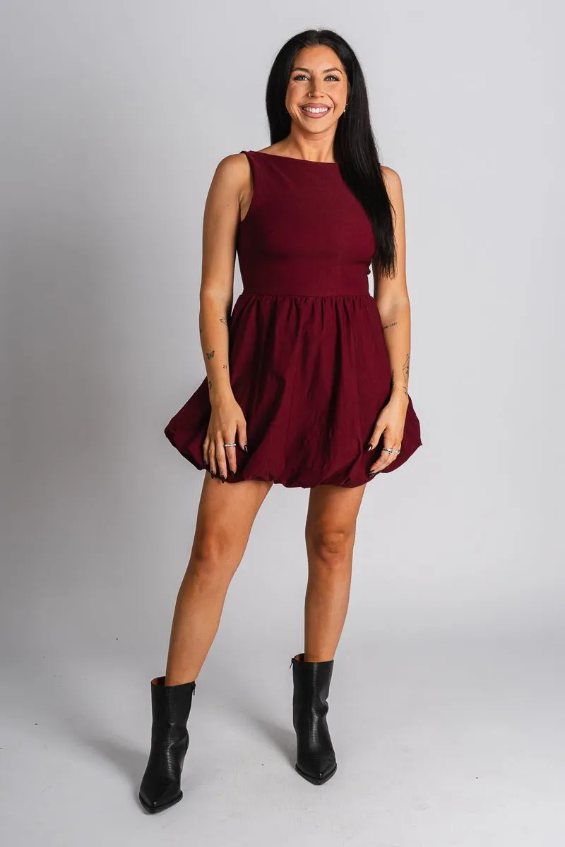 Bubble mini dress burgundy