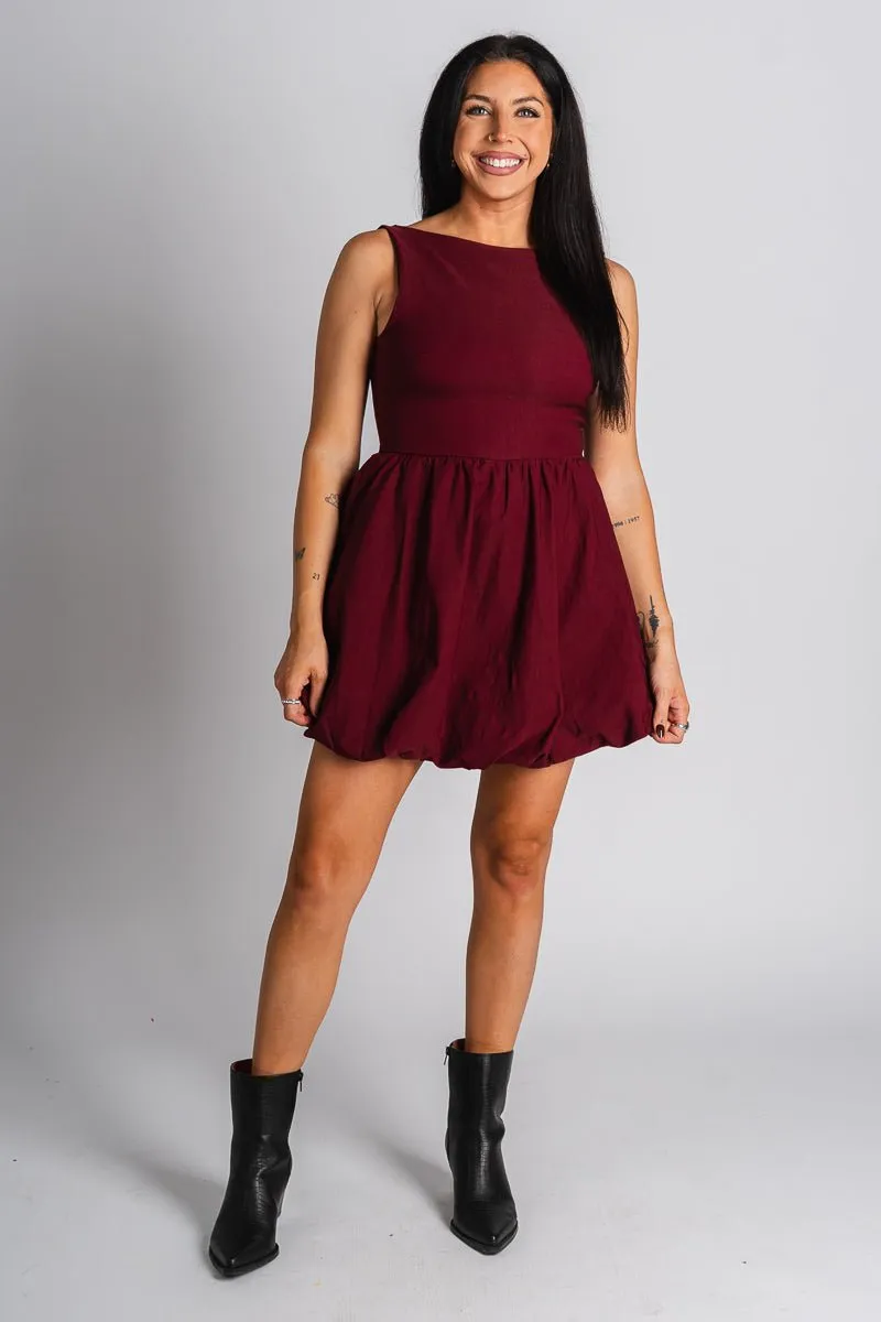 Bubble mini dress burgundy