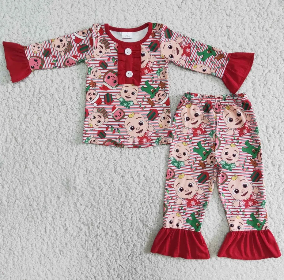 Christmas Girls Pajamas Set Cartoon Sleepwear Boutique Baby Pajamas 6 A6-29