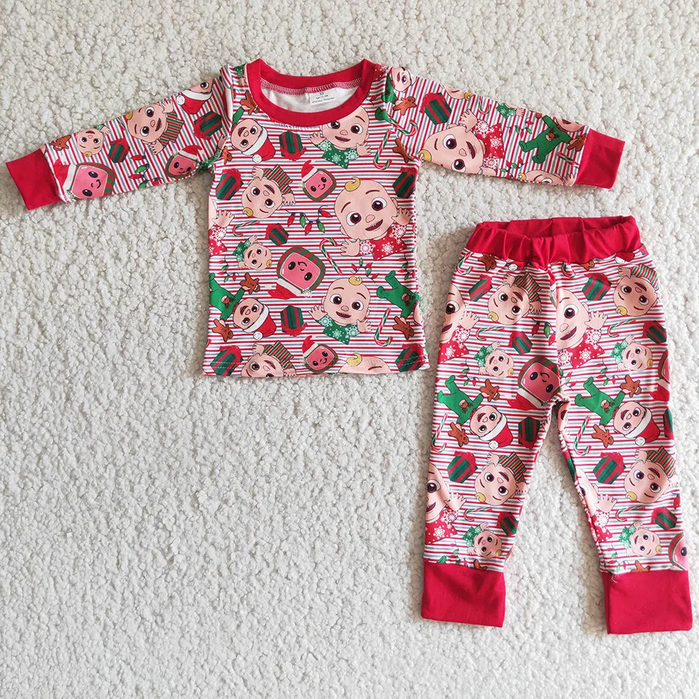 Christmas Girls Pajamas Set Cartoon Sleepwear Boutique Baby Pajamas 6 A6-29