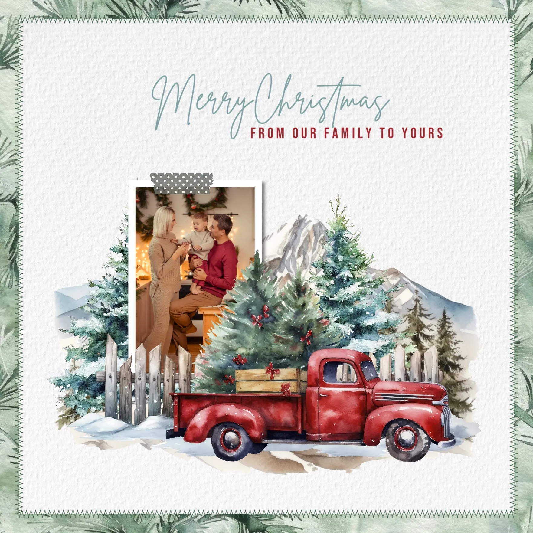 Christmas Watercolor Elements Digital Scrapbook Kit