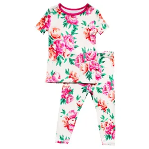 Cloud Peonies Short Sleeve Pajama Set (6M-10Y)