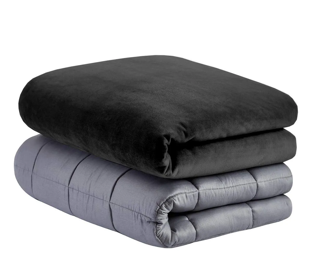 Cottington Lane Weighted Blanket for a Adult - 48" x 75"(15 Lbs Or 6.8 Kg) - Calm, Sleep Better and Relax Naturally. Twin Size_Grey Blanket   Black Cover