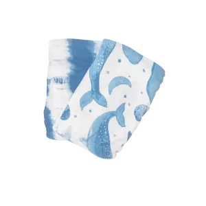 Crane Caspian Muslin Cotton Baby Swaddle Blankets - 2 Pack - Whales