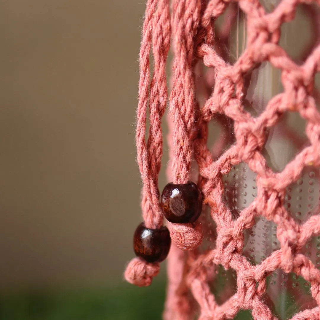 Crochet Web Peach Handmade Bottle Cover