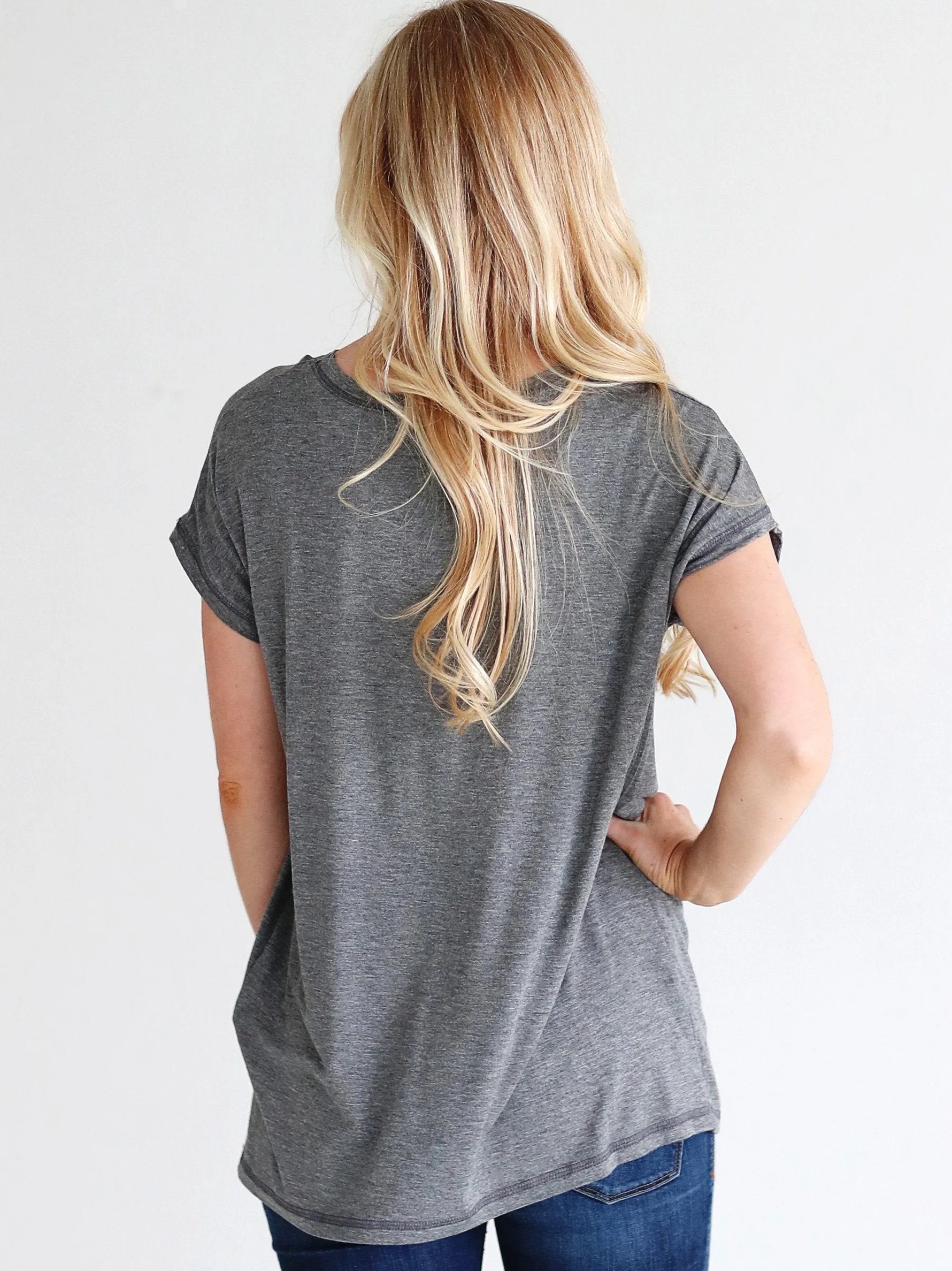 Dark Heather Gray Cap Sleeve Top