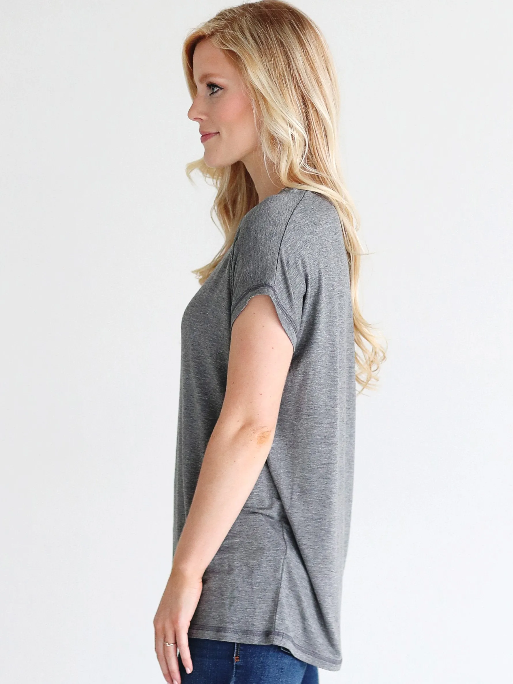 Dark Heather Gray Cap Sleeve Top