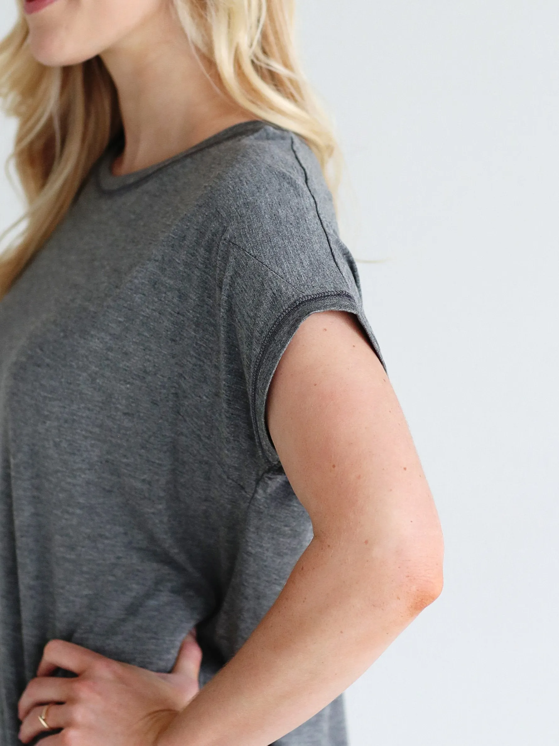 Dark Heather Gray Cap Sleeve Top