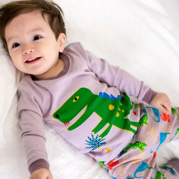 Dino King Grey Long Sleeve Pajamas