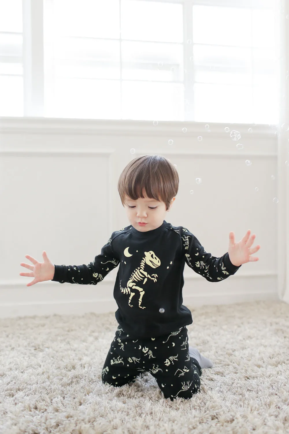 Dinosaur Black Long Sleeve Pajamas