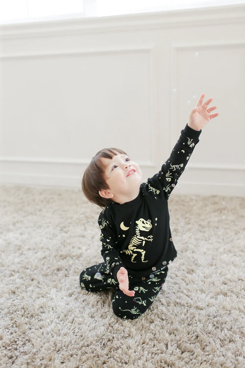 Dinosaur Black Long Sleeve Pajamas