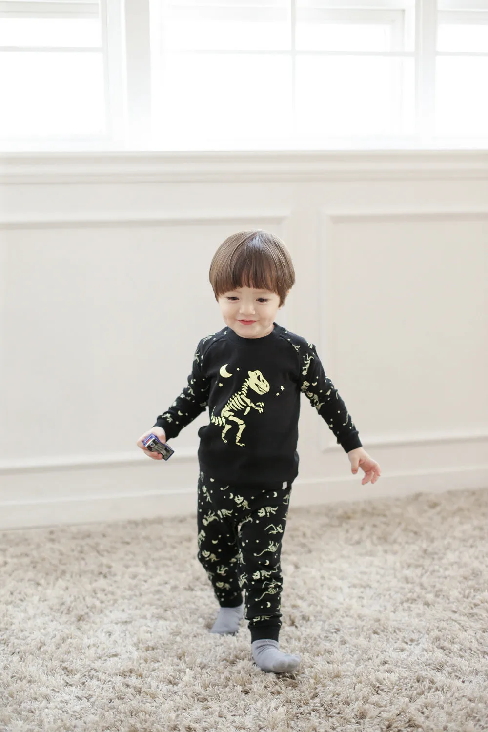 Dinosaur Black Long Sleeve Pajamas