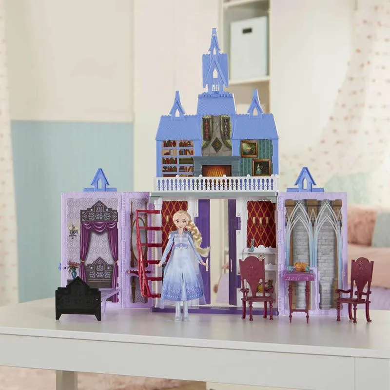 Disney Frozen Fold and Go Arendelle Castle Playset Inspired by Disney's Frozen 2 Movie, Portable Play - Toy for Kids Ages 3 and Up