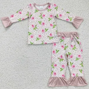 Flower Print Boutique Girls Pajamas Set GLP0367