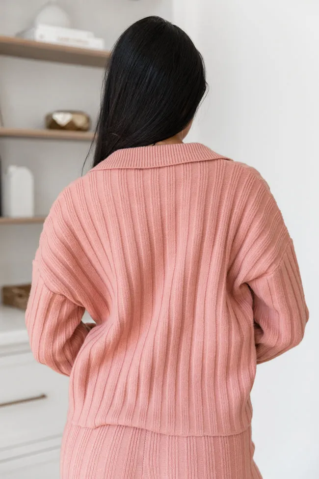 For The Long Haul Mauve Collared V-Neck Sweater SALE