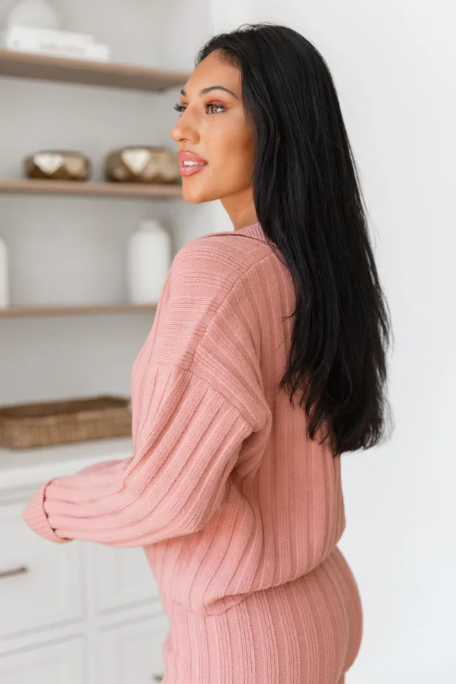 For The Long Haul Mauve Collared V-Neck Sweater SALE