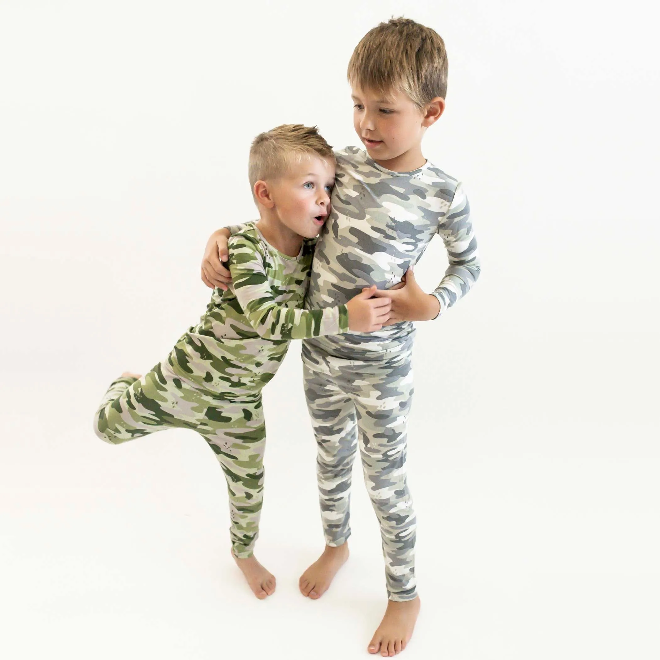 Green Camo Bamboo Kids Pajamas