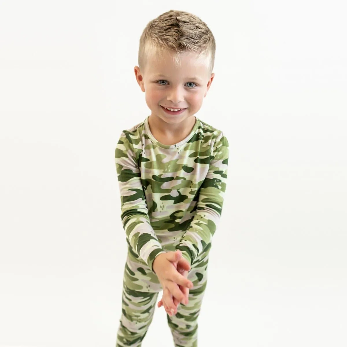 Green Camo Bamboo Kids Pajamas