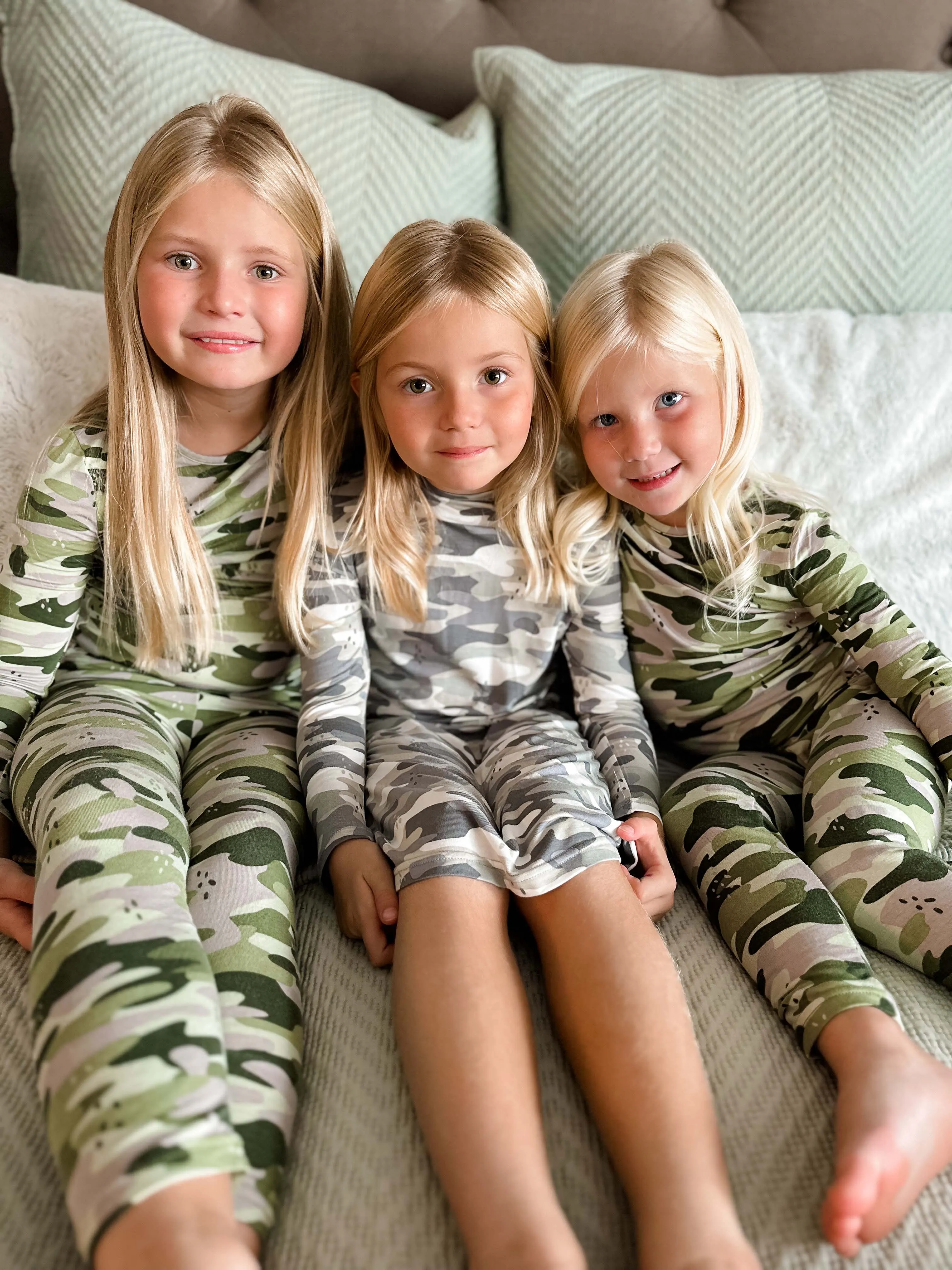 Green Camo Bamboo Kids Pajamas