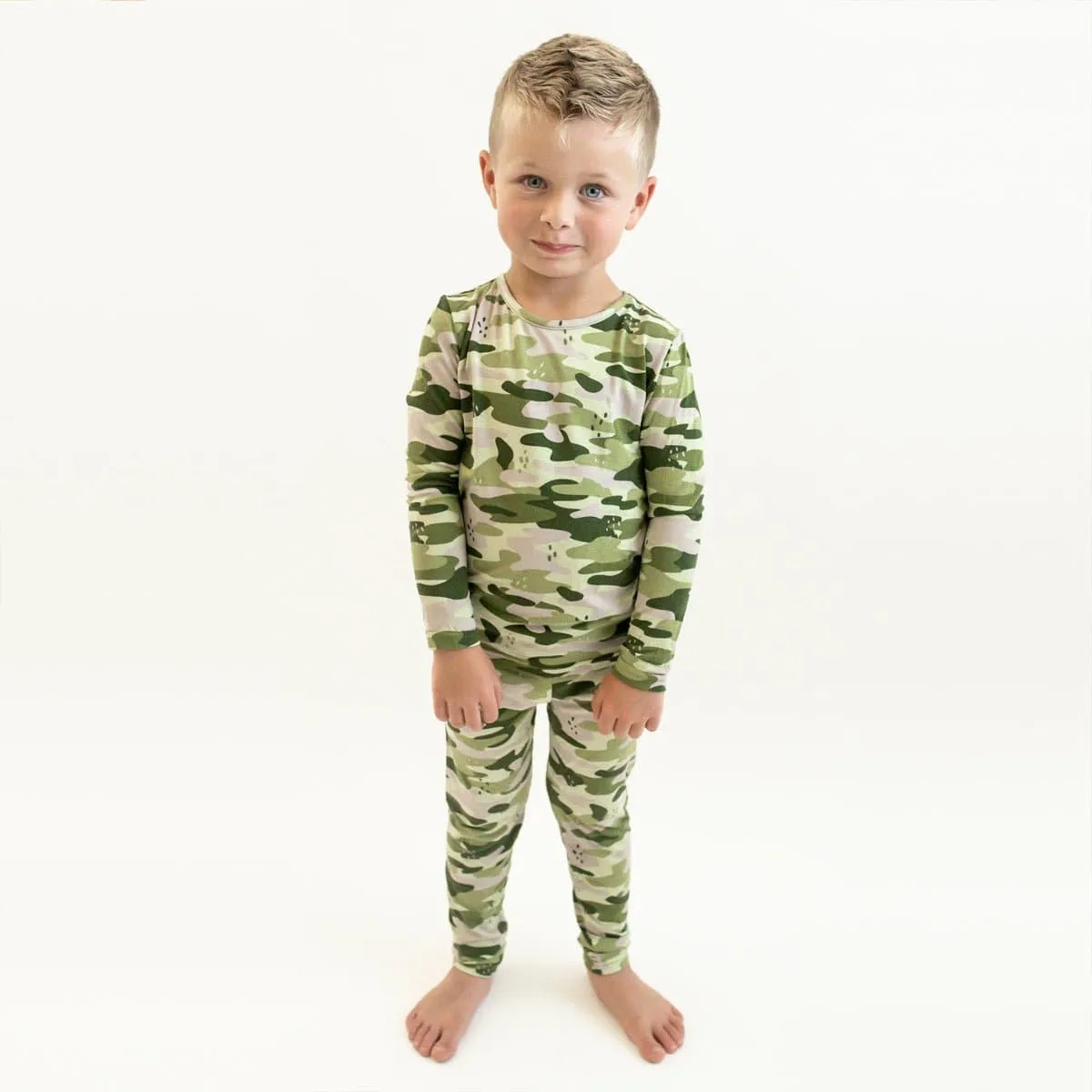 Green Camo Bamboo Kids Pajamas