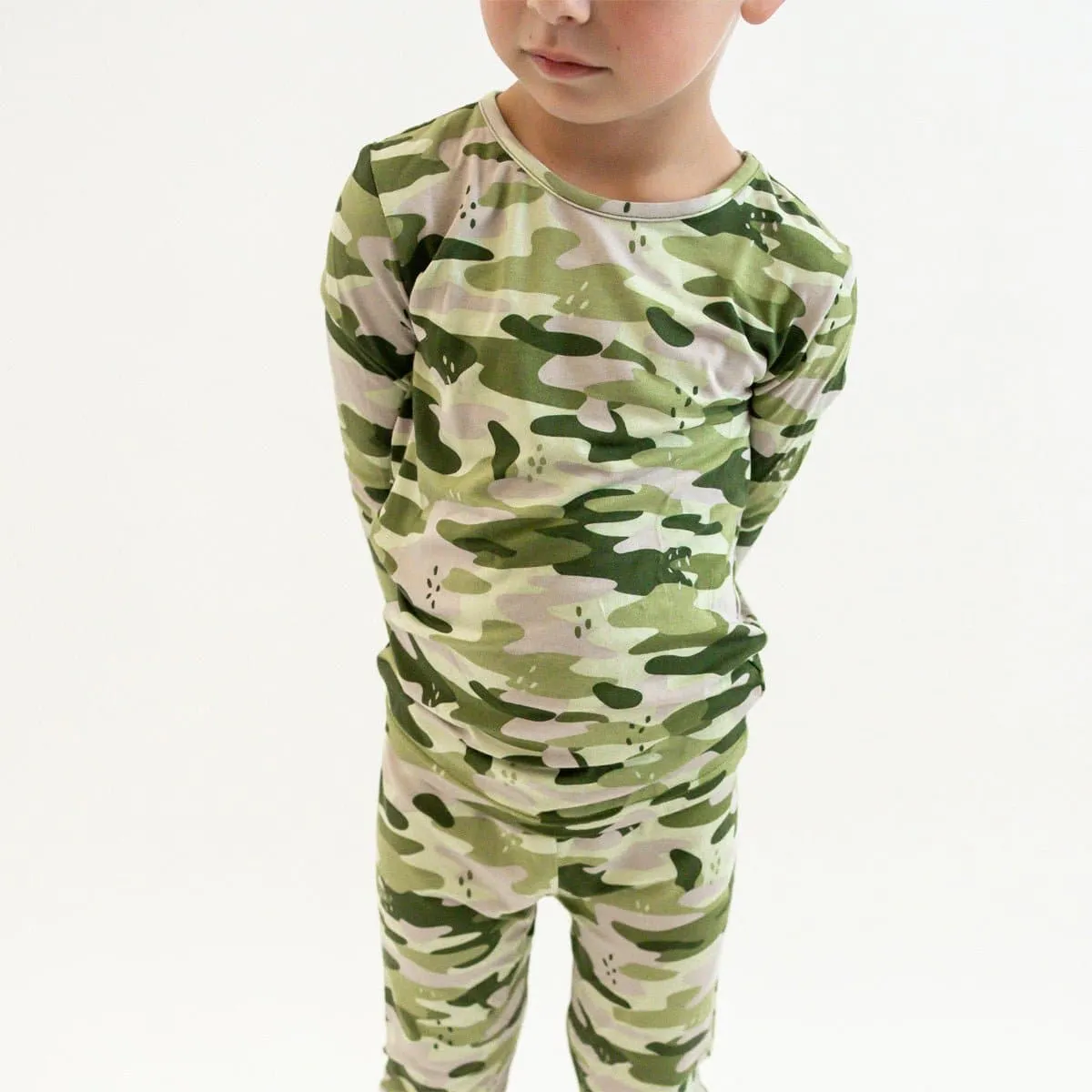 Green Camo Bamboo Kids Pajamas