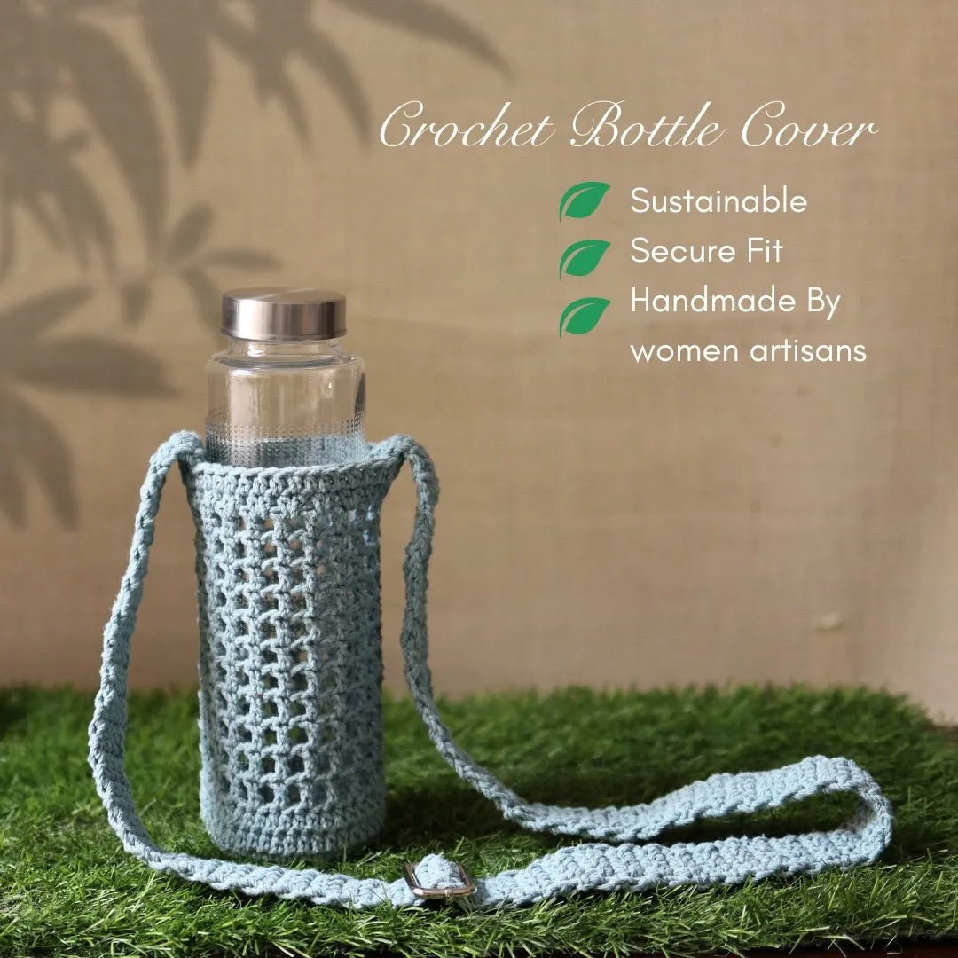 Grey Handmade Crochet Sling Bottle Cover