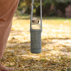 Grey Handmade Crochet Sling Bottle Cover