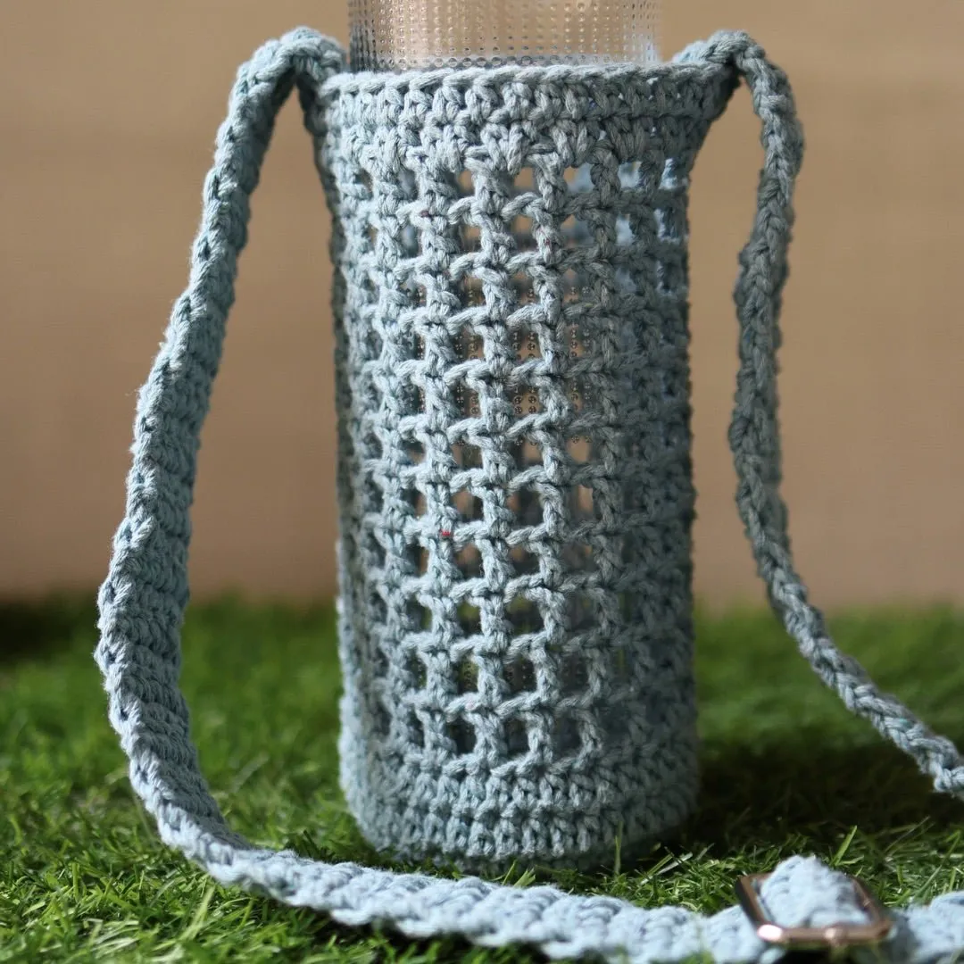 Grey Handmade Crochet Sling Bottle Cover